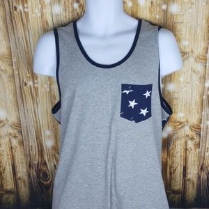 SGR tank top blue and grey stars summer shirt